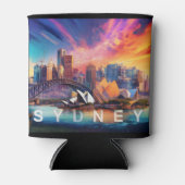 Kleurrijke Sydney Skyline Abstracte kunst Blikjeskoeler (Voorkant)