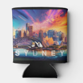 Kleurrijke Sydney Skyline Abstracte kunst Blikjeskoeler (Achterkant)