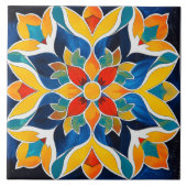 Kleurrijke symmetrische bloemstijl keramische Tege Tegeltje (Voorkant)
