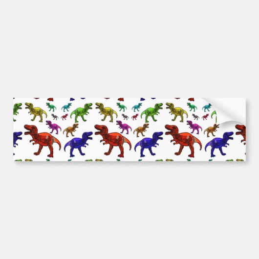 Kleurrijke T-Rex Bumpersticker (Voorkant)