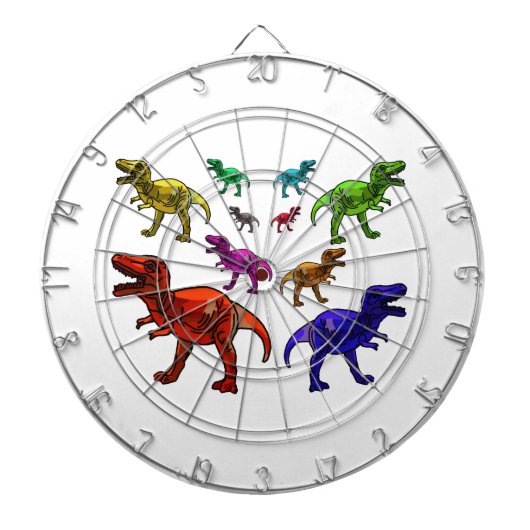 Kleurrijke T-Rex Dartbord (Voorkant)
