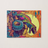 Kleurrijke T-Rex Dinosaurus Monster Truck Legpuzzel (Horizontaal)