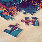 Kleurrijke T-Rex Dinosaurus Monster Truck Legpuzzel (Zijkant)