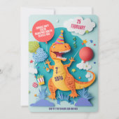 Kleurrijke T-Rex dinosaurus verjaardagsfeestje Kaart (Voorkant)