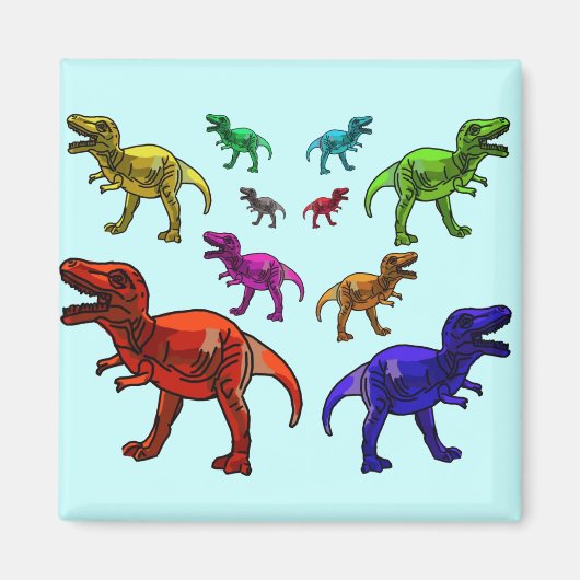 Kleurrijke T-Rex Magneet (Voorkant)