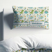 Kleurrijke T Rex patroonnaam dinosaurus Kussensloo