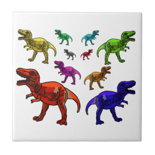 Kleurrijke T-Rex Tegeltje