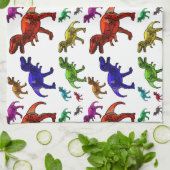 Kleurrijke T-Rex Theedoek (Gevouwen)