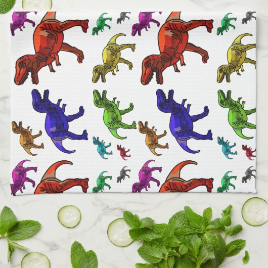 Kleurrijke T-Rex Theedoek (Gevouwen)