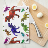 Kleurrijke T-Rex Theedoek (Quarter Fold)