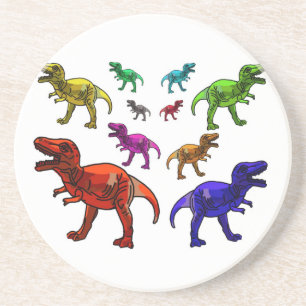 Kleurrijke T-Rex Zandsteen Onderzetter