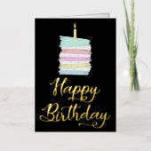 Kleurrijke taart plak Gelukkige Verjaardag Echt Folie Wenskaart (Voorkant)