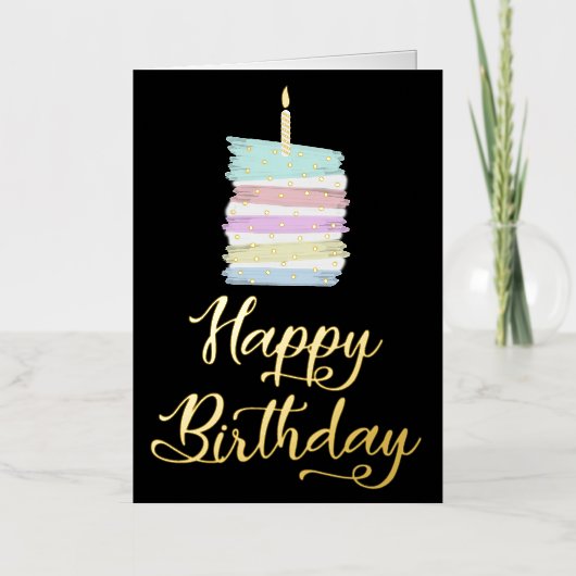 Kleurrijke taart plak Gelukkige Verjaardag Echt Folie Wenskaart (Voorkant)