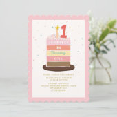 Kleurrijke taart Sparkle Baby draaien een verjaard Kaart (Staand voorkant)