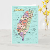 Kleurrijke Taiwan-kaart Kaart (Gele Bloem)