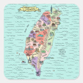 Kleurrijke Taiwan Square Stickers (Voorkant)