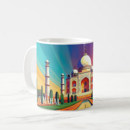 Kleurrijke Taj Mahal Zonsopgang Kunstmok Koffiemok