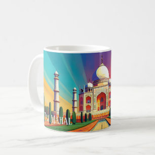 Kleurrijke Taj Mahal Zonsopgang Kunstmok Koffiemok