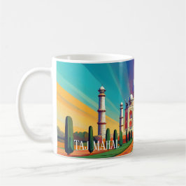 Kleurrijke Taj Mahal Zonsopgang Kunstmok Koffiemok