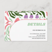 Kleurrijke takken, retro folklore stromen bruiloft informatiekaartje (Voorkant)