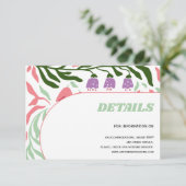 Kleurrijke takken, retro folklore stromen bruiloft informatiekaartje (Staand voorkant)