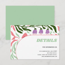 Kleurrijke takken, retro folklore stromen bruiloft informatiekaartje