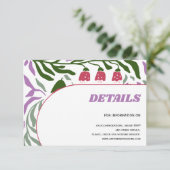 Kleurrijke takken, retro folklore stromen bruiloft informatiekaartje (Staand voorkant)