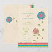 Kleurrijke Tall Flowers Save the Date Briefkaart (Voorkant / Achterkant)
