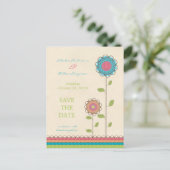 Kleurrijke Tall Flowers Save the Date Briefkaart (Staand voorkant)
