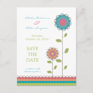 Kleurrijke Tall Flowers Save the Date Briefkaart