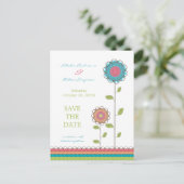 Kleurrijke Tall Flowers Save the Date Briefkaart (Staand voorkant)