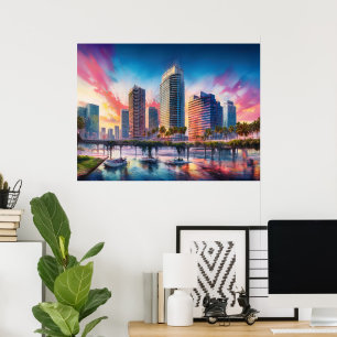 Kleurrijke Tampa Florida Abstracte Kunst Poster