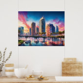 Kleurrijke Tampa Florida Abstracte Kunst Poster (Keuken)
