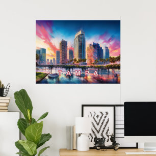 Kleurrijke Tampa Florida Abstracte Kunst Poster