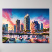 Kleurrijke Tampa Florida Abstracte Kunst Poster (Voorkant)