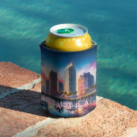 Kleurrijke Tampa Skyline Abstracte kunst Blikjeskoeler (Insitu Zwembad)