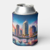 Kleurrijke Tampa Skyline Abstracte kunst Blikjeskoeler (Blikje Voorkant)
