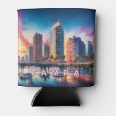 Kleurrijke Tampa Skyline Abstracte kunst Blikjeskoeler (Voorkant)
