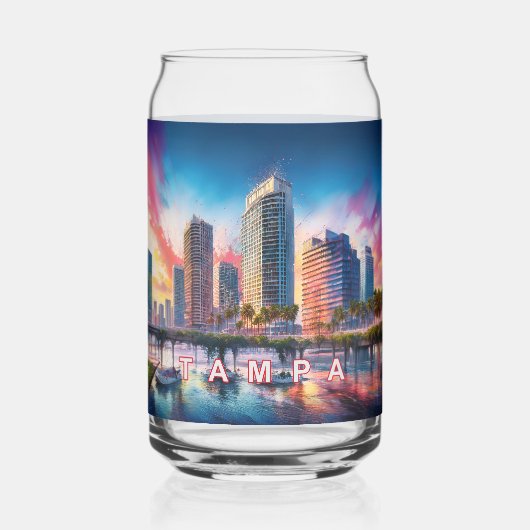 Kleurrijke Tampa Skyline Blikvorm Glas (Voorkant)