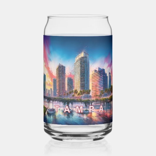Kleurrijke Tampa Skyline Blikvorm Glas (Achterkant)