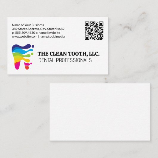 Kleurrijke Tand Logo | Tandarts Visitekaartje (Voorkant / Achterkant)