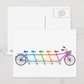 kleurrijke tandem fiets , teamfiets briefkaart (Voorkant / Achterkant)