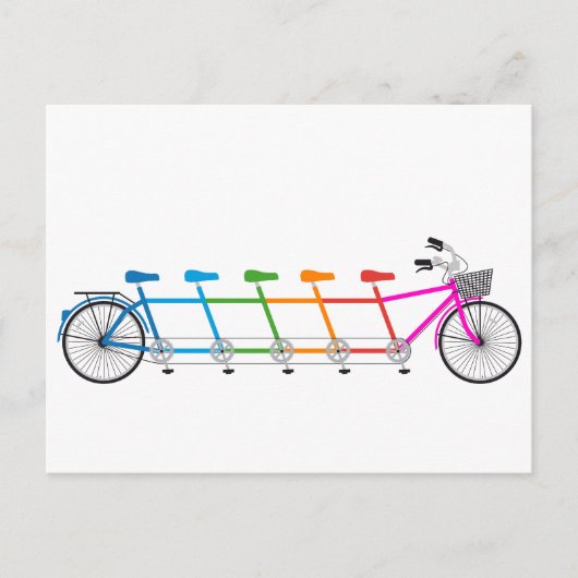 kleurrijke tandem fiets , teamfiets briefkaart (Voorkant)