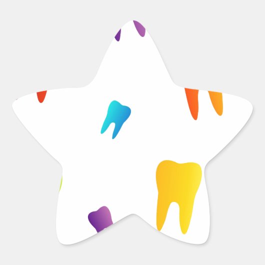 Kleurrijke tanden ster sticker (Voorkant)