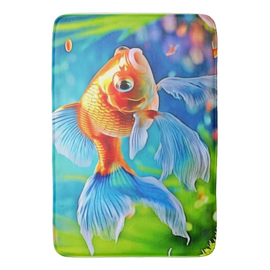 Kleurrijke tank goudvis ontwerp badmat (Voorkant Verticaal)