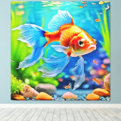 Kleurrijke tank goudvis ontwerp canvas afdruk (Insitu (Houten vloer))