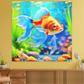 Kleurrijke tank goudvis ontwerp canvas afdruk (Insitu (Woonkamer))