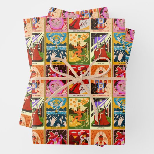 Kleurrijke Tarot Kaart illustraties Inpakpapier Vel (In situ)