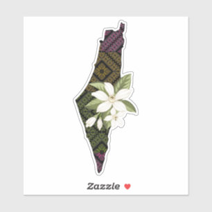 Kleurrijke Tatreez kaart van Palestina Sticker