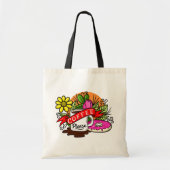 Kleurrijke Tattoo Koffie en Donut Tote Bag (Voorkant)